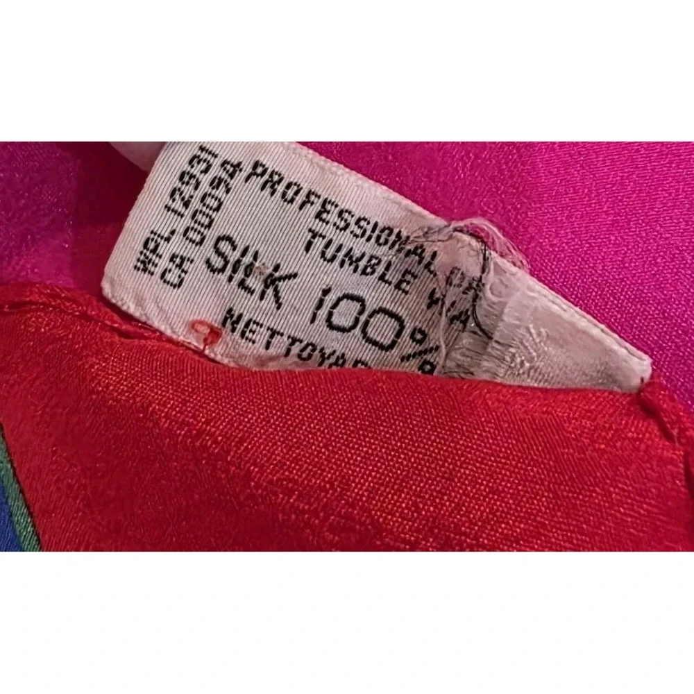 Vintage Liz Claiborne‎ Silk Scarf Colorblock 90S Retro Bold Luxury